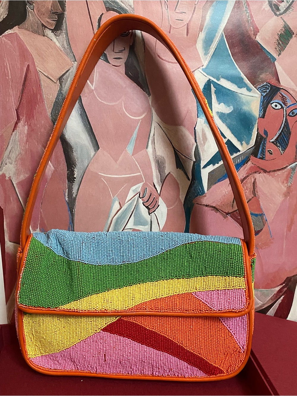 Unique Staud Tommy Beaded Shoulder Bag w/ Sunset from Exclusive Moda Drop